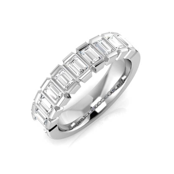 0.79ct SI1/G Baguette cut Natural Diamond Half Eternity Ring in Platinum