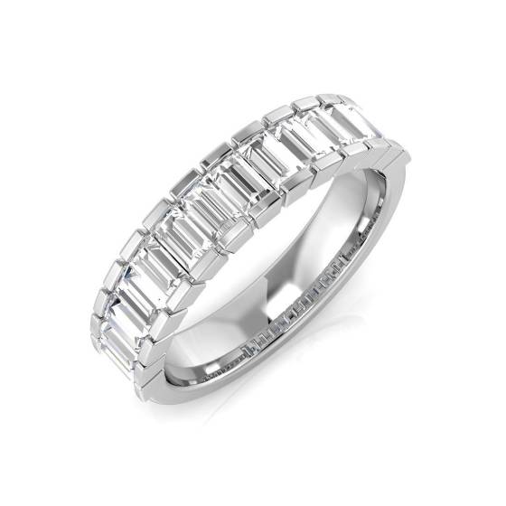 1.03ct SI1/G Baguette cut Natural Diamond Half Eternity Ring in 18k White Gold