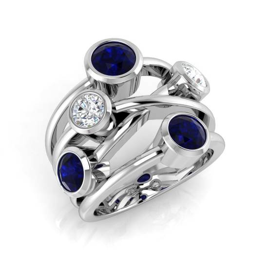 2.61ct SI2/G Round cut Blue Sapphire Gemstone Ring in Platinum