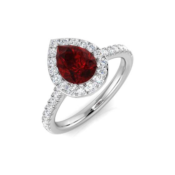 1.52ct SI2/G Oval cut Ruby Gemstone Ring in Platinum