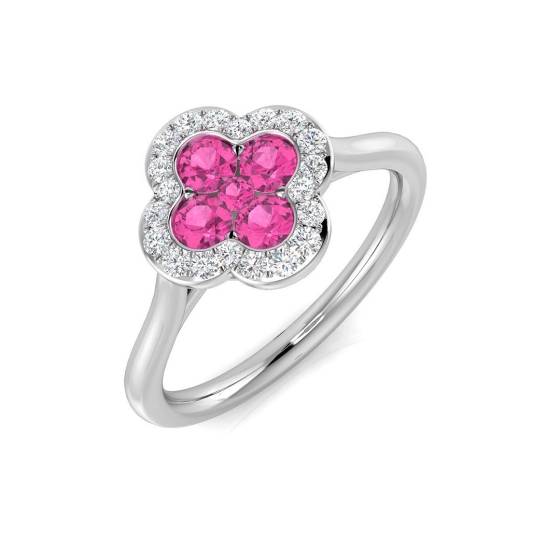 0.58ct SI2/G Round cut Pink Sapphire Gemstone Ring in Platinum