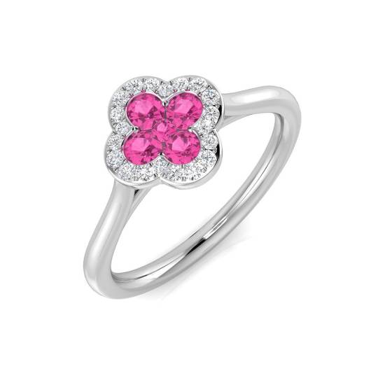 0.42ct SI2/G Round cut Pink Sapphire Gemstone Ring in Platinum