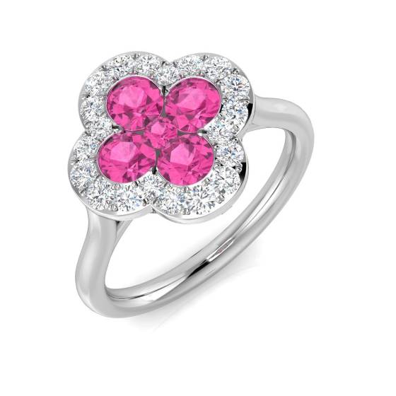1.42ct SI2/G Round cut Pink Sapphire Gemstone Ring in Platinum