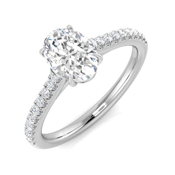 0.97ct SI1/G Oval cut Natural Diamond Shoulder Set Engagement Ring in Platinum