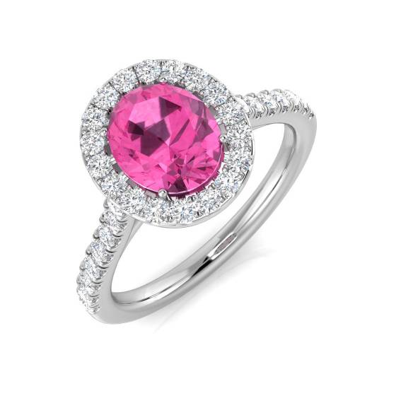 1.92ct SI2/G Oval cut Pink Sapphire Gemstone Ring in Platinum