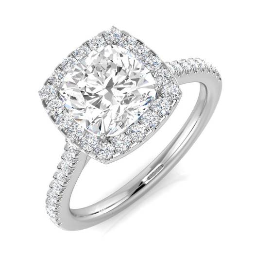 2.27ct SI1/G Cushion cut Natural Diamond Halo Ring in Platinum