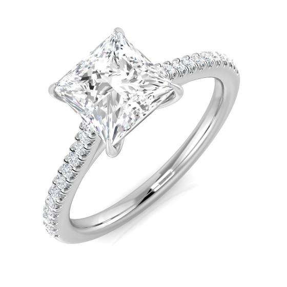 1.65ct SI1/G Princess cut Natural Diamond Shoulder Set Engagement Ring in Platinum