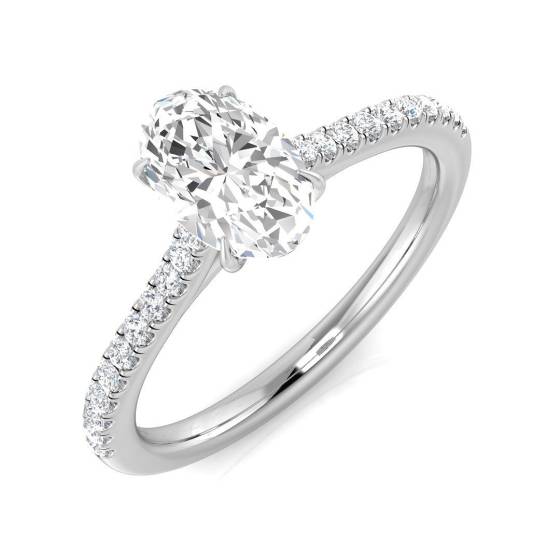 0.83ct SI1/G Oval cut Natural Diamond Shoulder Set Engagement Ring in Platinum