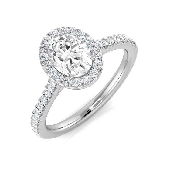 0.84ct SI1/G Oval cut Natural Diamond Halo Ring in Platinum