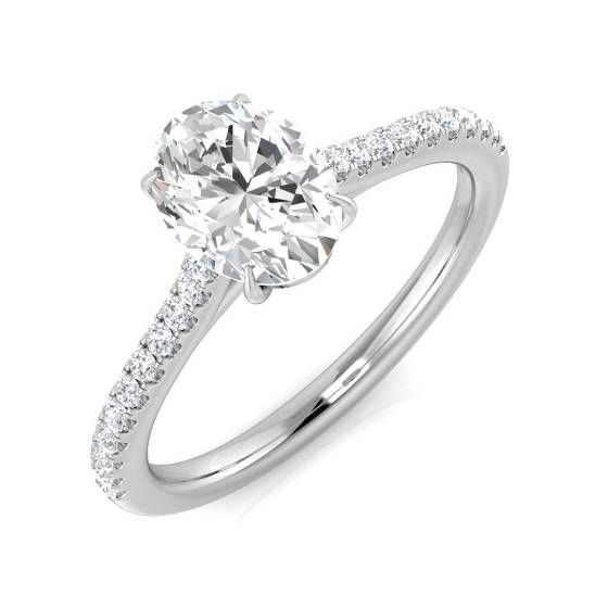 1.13ct SI1/G Oval cut Natural Diamond Shoulder Set Engagement Ring in Platinum