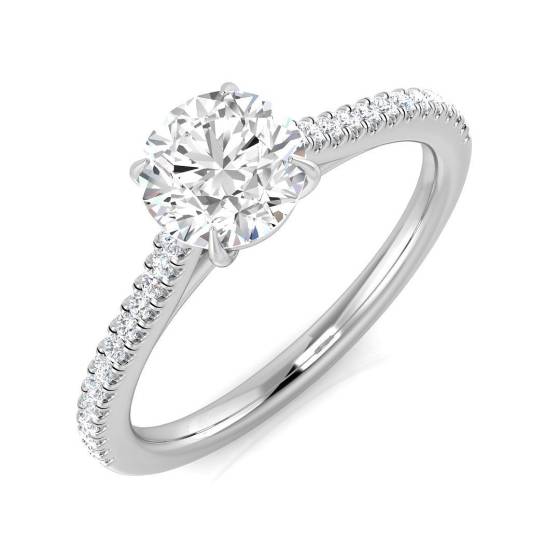 0.89ct SI1/G Round cut Natural Diamond Shoulder Set Engagement Ring in Platinum