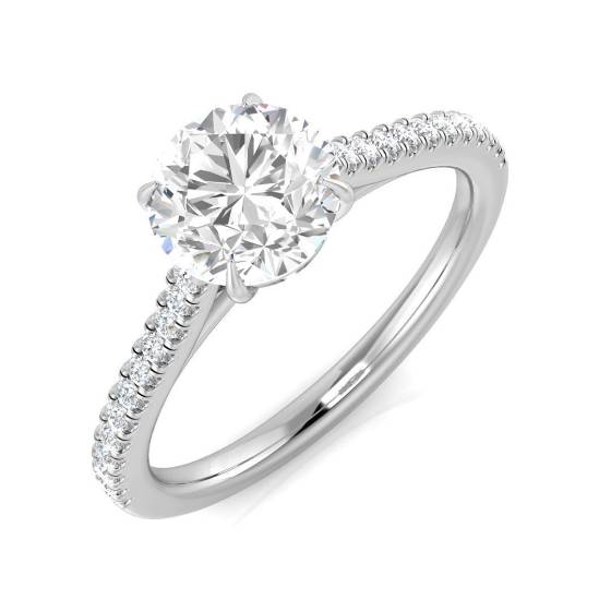 1.13ct SI1/G Round cut Natural Diamond Shoulder Set Engagement Ring in Platinum