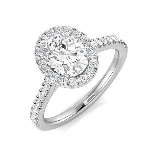 1.27ct SI1/G Oval cut Natural Diamond Halo Ring in Platinum