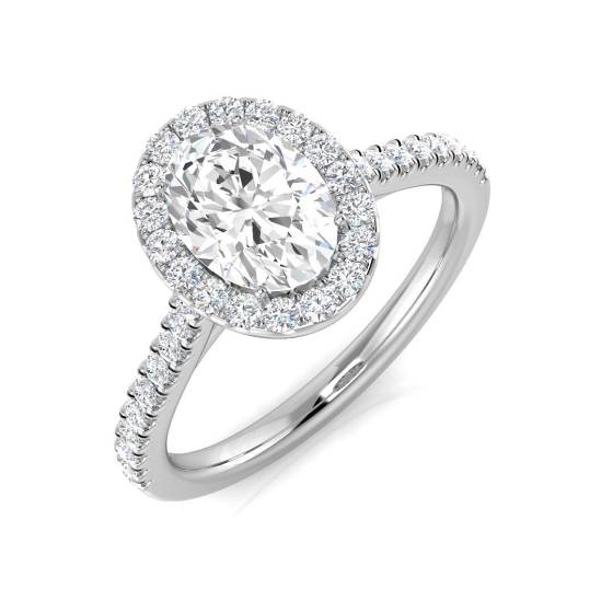 1.31ct SI2/G Oval cut Natural Diamond Halo Ring in Platinum