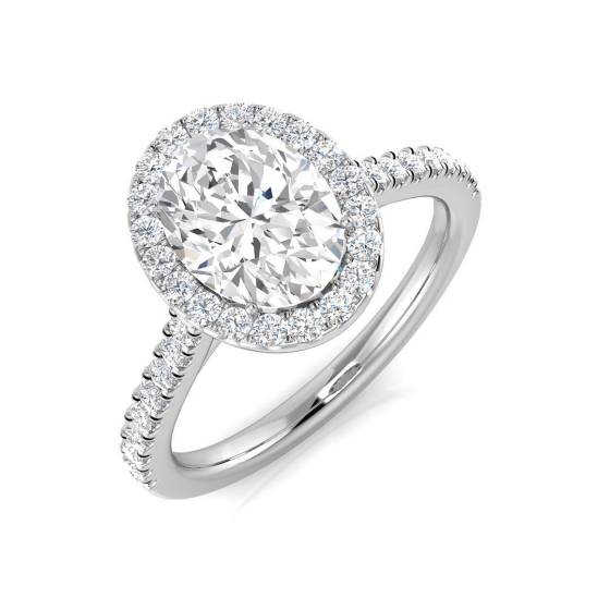 1.80ct SI1/G Oval cut Natural Diamond Halo Ring in Platinum