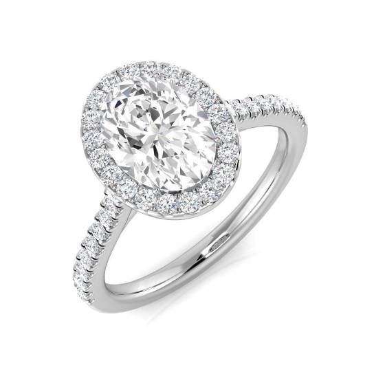 1.81ct SI1/G Oval cut Natural Diamond Halo Ring in Platinum
