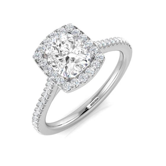 1.21ct SI1/G Cushion cut Natural Diamond Halo Ring in Platinum