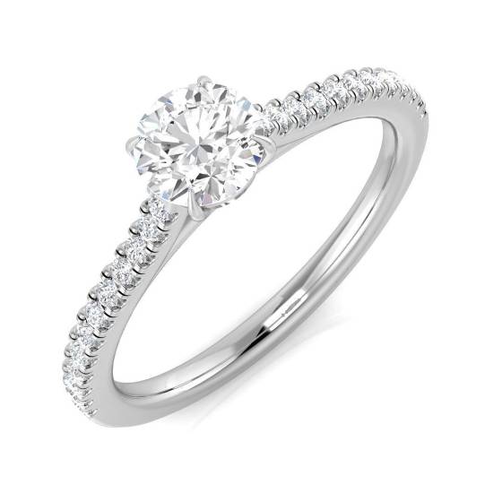 0.64ct SI1/G Round cut Natural Diamond Shoulder Set Engagement Ring in Platinum