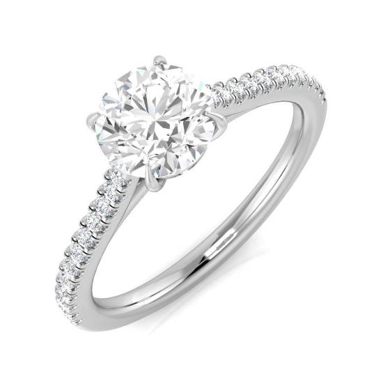 1.05ct SI1/G Round cut Natural Diamond Shoulder Set Engagement Ring in Platinum