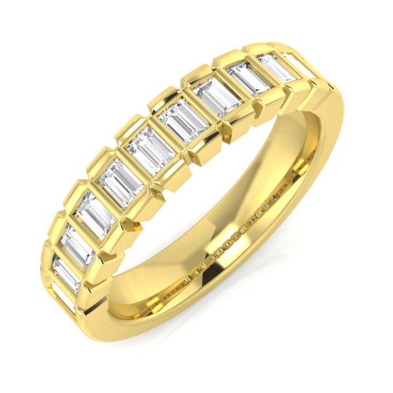 0.50ct SI1/G Baguette cut Natural Diamond Half Eternity Ring in 18k Yellow Gold