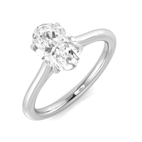 1.00ct SI1/D Oval cut Natural Diamond Solitaire Engagement Ring in Platinum