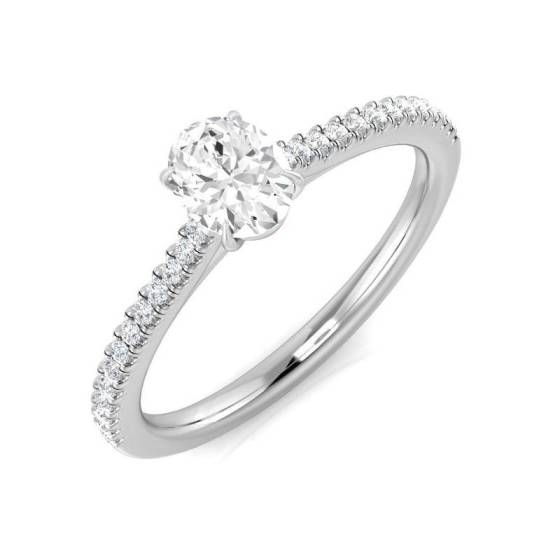0.49ct SI1/G Oval cut Natural Diamond Shoulder Set Engagement Ring in Platinum