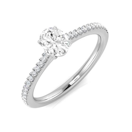 0.50ct SI1/G Oval cut Natural Diamond Shoulder Set Engagement Ring in Platinum