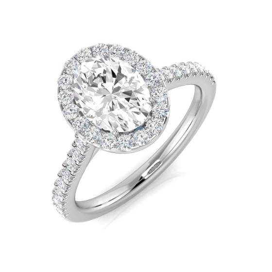 1.50ct SI1/G Oval cut Natural Diamond Halo Ring in Platinum