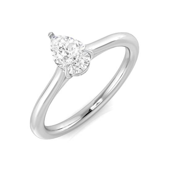 0.45ct VS2/F Pear cut Natural Diamond Solitaire Engagement Ring in Platinum