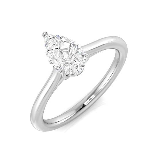 0.70ct SI1/E Pear cut Natural Diamond Solitaire Engagement Ring in Platinum