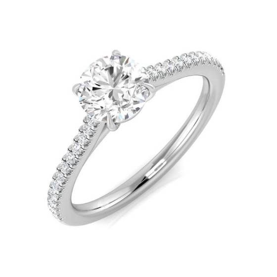0.79ct I1/G Round cut Natural Diamond Shoulder Set Engagement Ring in Platinum