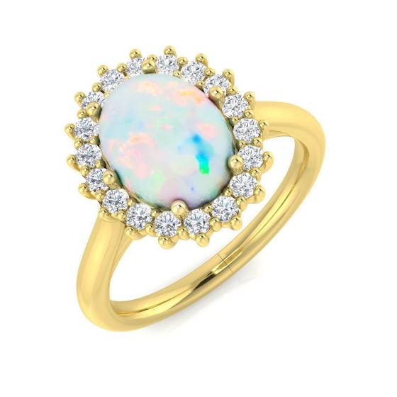 1.46ct SI2/G Oval cut Opal Gemstone Ring in 9k Yellow Gold