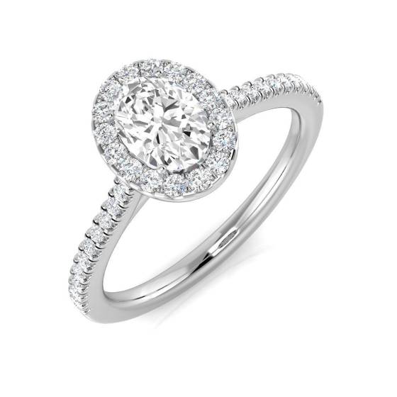 0.69ct SI1/G Oval cut Natural Diamond Halo Ring in Platinum