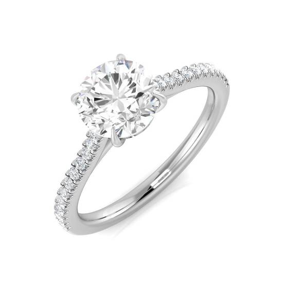 1.33ct SI1/G Round cut Natural Diamond Shoulder Set Engagement Ring in Platinum