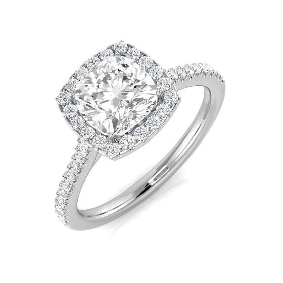 1.72ct SI1/G Cushion cut Natural Diamond Halo Ring in Platinum