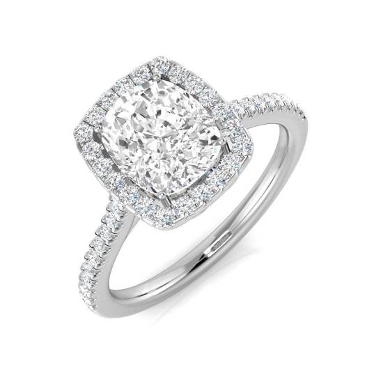 2.05ct SI1/G Cushion cut Natural Diamond Halo Ring in Platinum
