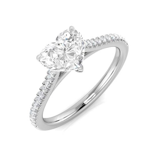 1.14ct SI1/G Heart cut Natural Diamond Shoulder Set Engagement Ring in Platinum