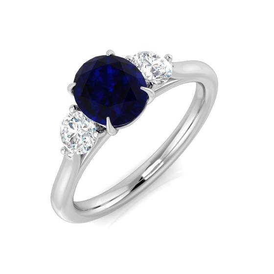 1.67ct SI2/G Oval cut Blue Sapphire Gemstone Ring in Platinum