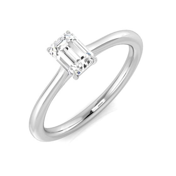 0.51ct IF/H Emerald cut Natural Diamond Solitaire Engagement Ring in Platinum