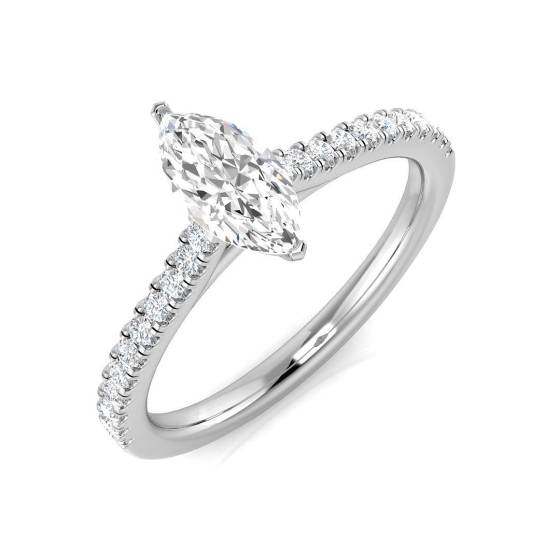 0.75ct SI1/G Marquise cut Natural Diamond Shoulder Set Engagement Ring in Platinum