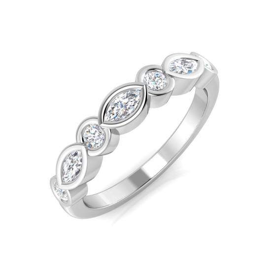 0.48ct SI2/G Marquise cut Natural Diamond Half Eternity Ring in Platinum