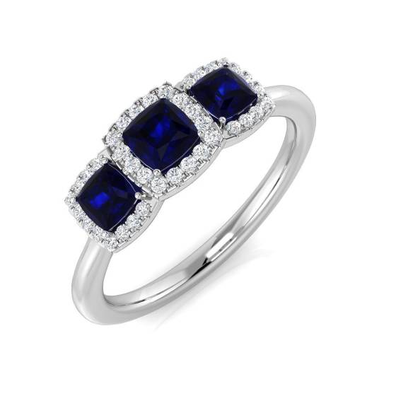 0.63ct SI1/G Cushion cut Blue Sapphire Gemstone Ring in Platinum