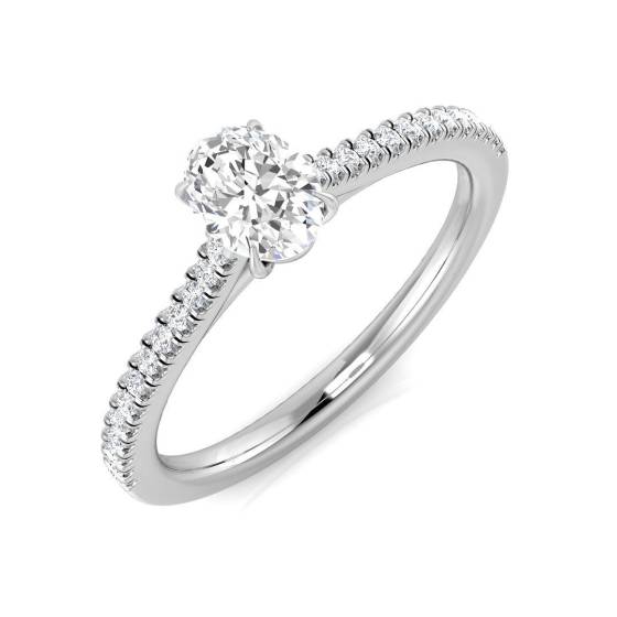 0.48ct SI2/H Oval cut Natural Diamond Shoulder Set Engagement Ring in Platinum