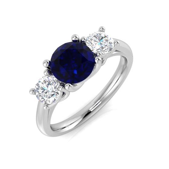 1.95ct SI2/G Round cut Blue Sapphire Gemstone Ring in Platinum
