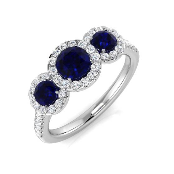 1.20ct SI2/G Round cut Blue Sapphire Gemstone Ring in Platinum