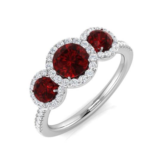1.45ct SI2/G Round cut Ruby Gemstone Ring in Platinum