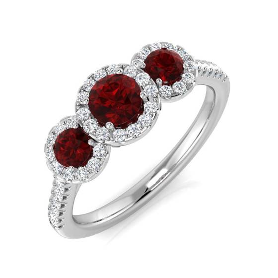 0.87ct SI2/G Round cut Ruby Gemstone Ring in Platinum
