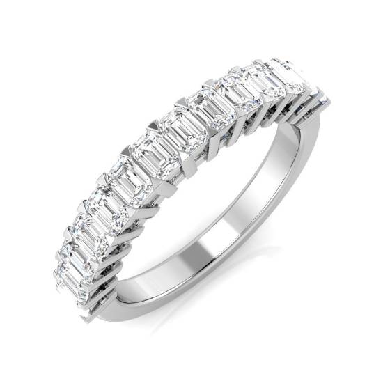 1.17ct SI2/G Emerald cut Natural Diamond Half Eternity Ring in Platinum