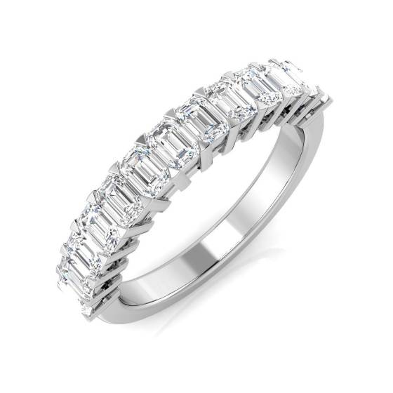 1.22ct SI2/G Emerald cut Natural Diamond Half Eternity Ring in Platinum