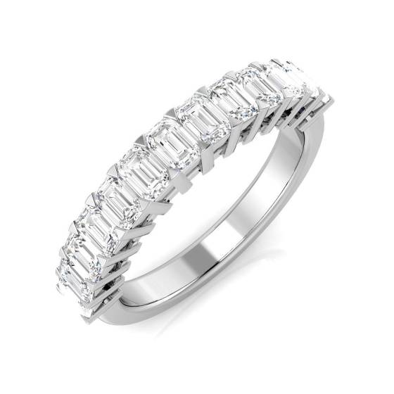 1.28ct SI2/G Emerald cut Natural Diamond Half Eternity Ring in Platinum